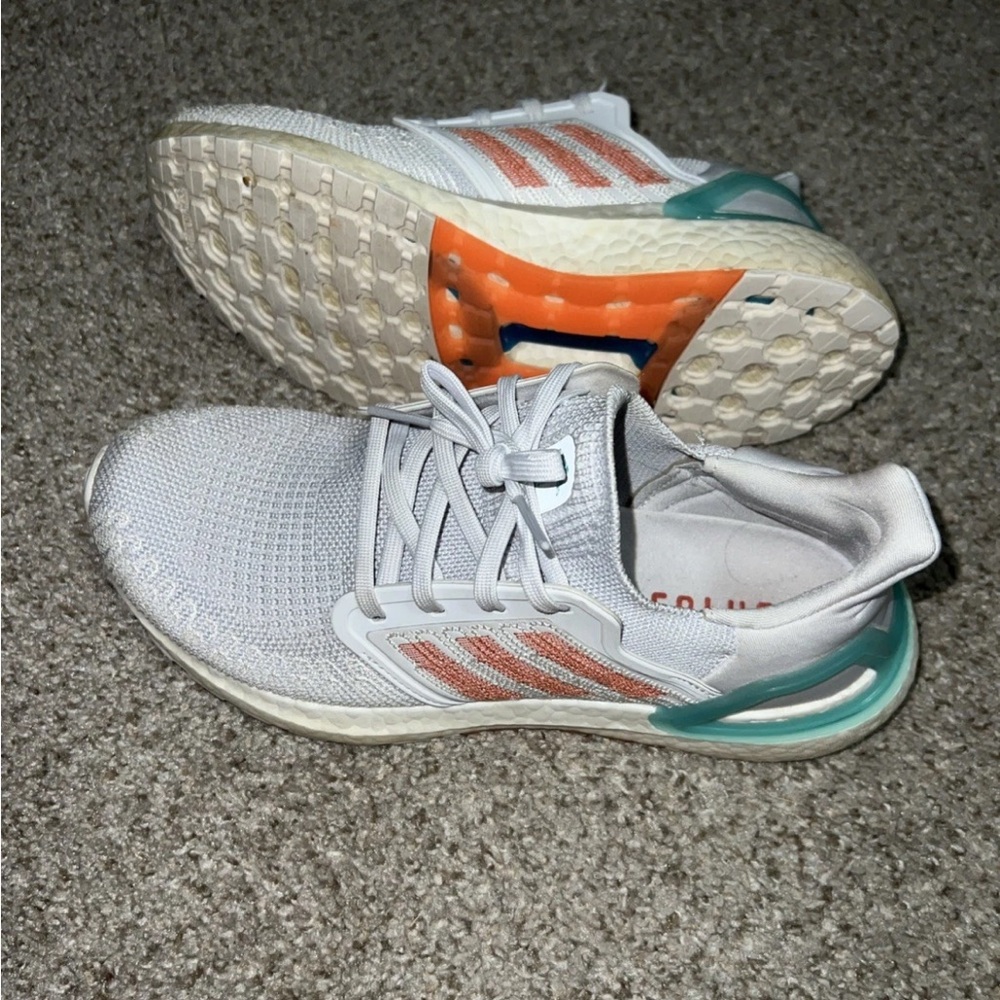 Adidas White and Teal Sneakers